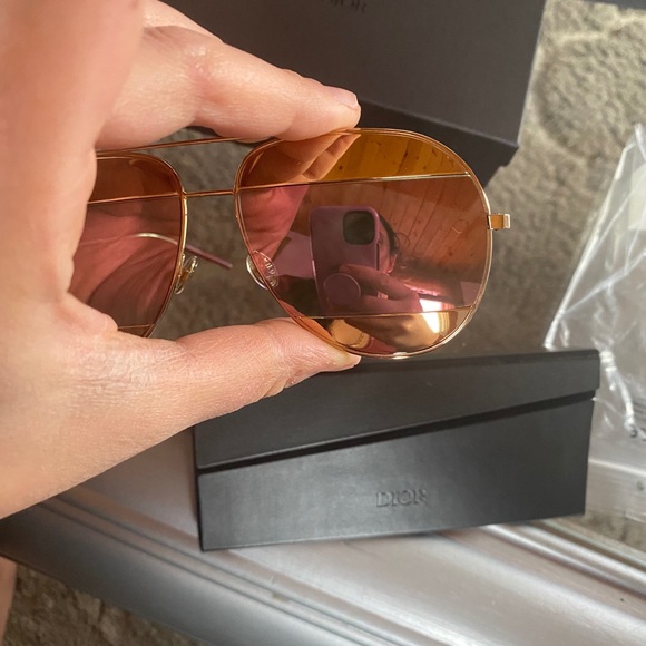 BNIB DIOR Split aviator sunglasses in rose gold - Picture 8 of 11